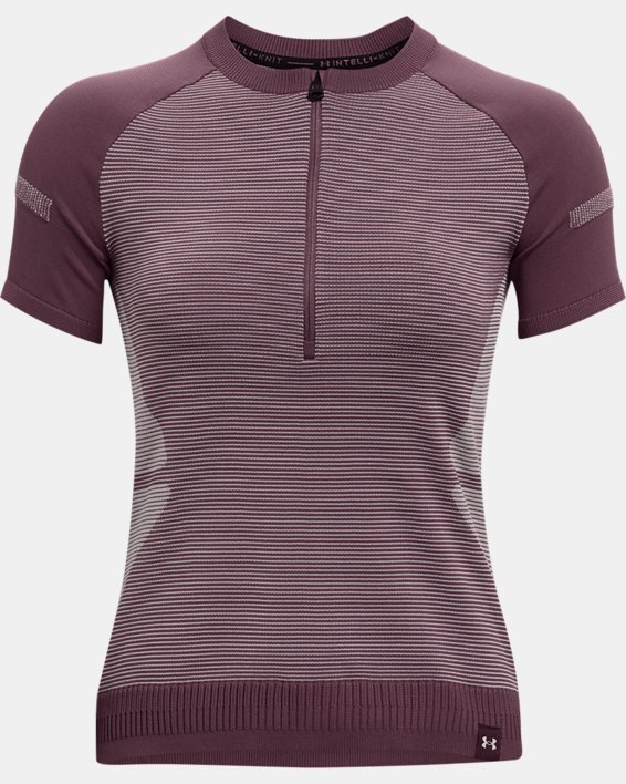 Women's UA IntelliKnit ¼ Zip Short Sleeve, Purple, pdpMainDesktop image number 5
